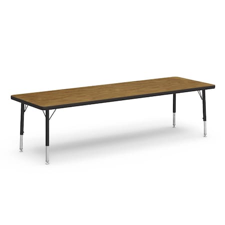 Virco 24 in. W, 72 in. L, 17-25 in. H, Medium Oak Top / Black Edge 482472LO